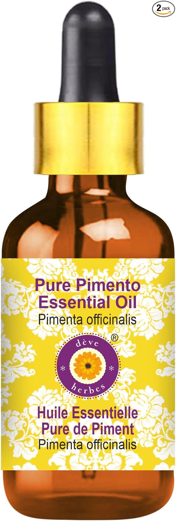 Deve Herbes Pure Pimento Essential Oil (Pimenta officinalis) with Glass Dropper Steam Distilled 5ml (0.16 oz)