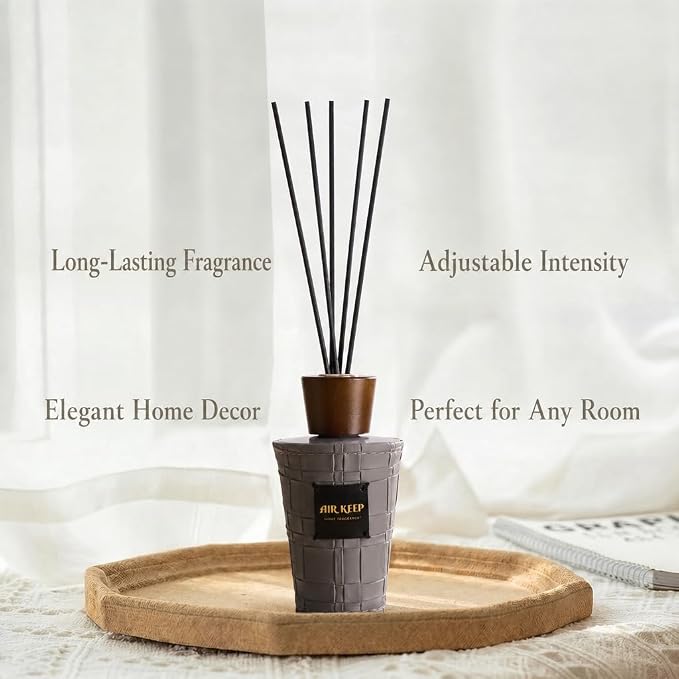 Airkeep Reed Diffuser Set, Cedar Wood 5.1 fl oz (150 ml), Long Lasting Home Fragrance with Reed Diffuser Sticks, Decorative Room Diffuser for Bathroom, Bedroom, Living Room & Office