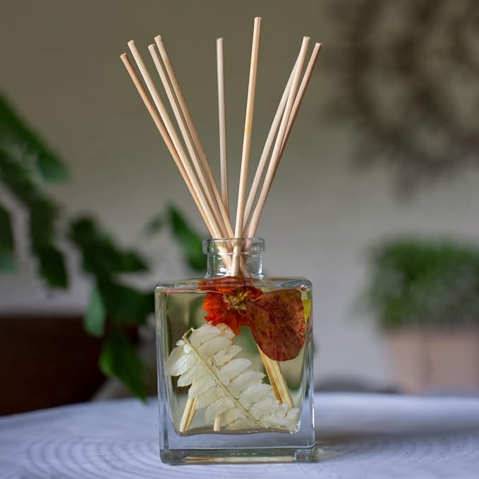 Rosy Rings Honey Tobacco Botanical Reed Diffuser 4oz - Lasts 4-6 Months, Aromatherapy Diffuser, Reed Diffuser Sticks, Diffuser with Botanicals Perfect for Home Decor!