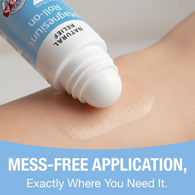 Seven Minerals Pure USP Grade Magnesium Roll On Stick - Unscented Topical Magnesium Oil for Sore Muscles, Leg Cramps, Stress & Sleep - No Unnecessary Fillers, Just Pure Magnesium - USA Made, 3 Fl Oz