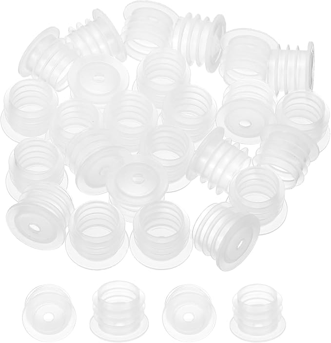 PATIKIL Bottle Adapter 0.47"/12mm Press in Plugs Clear 25Pcs, 0.12" Hole | for Oral Dispenser Liquid Oil Plastic Glass Bottles Stopper