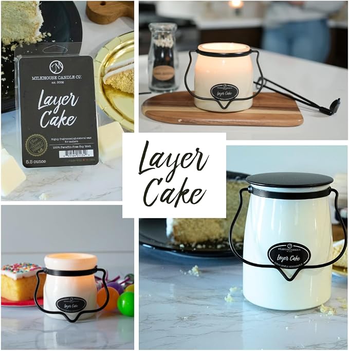 Milkhouse Candle Company Layer Cake Soy Wax Melts - Vanilla Bean Cake | Buttercream Frosting | Sugarcane Scented - 5.5 oz, Hand-Poured, Made in the USA