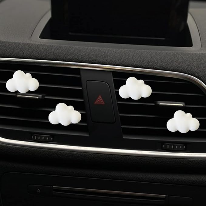 4 Pcs Cloud Air Vent Clips, Cute Cloud Car Air Fresheners Vents Clips Funny Automobile Diffuser Vent Clips Car Interior Decor Charm Cute Automobile Accessories Decoration for Women