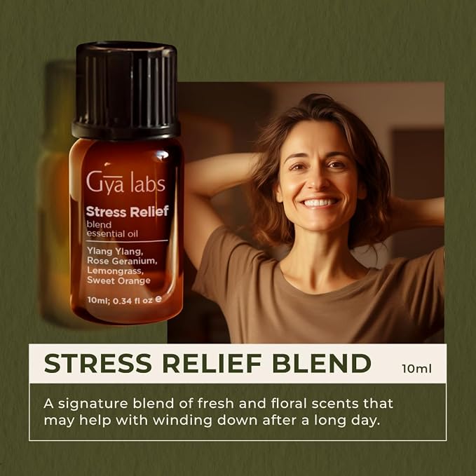 Stress Relief Oil Essential Oils Blend for Diffuser & Sleep Oil for Diffuser Set - Aromatherapy Grade Essential Oils Set - 2x10ml - Gya Labs