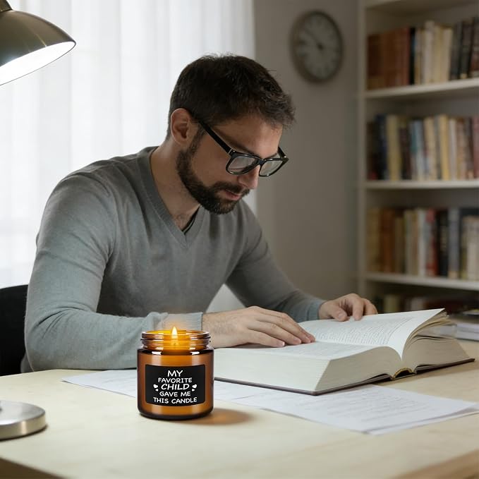 12-Pack Amber Jar Father's Day,Scented Candles, Gift for Dad 3.5oz, Natural Soy Wax and Premium Essential Oils. Ideal for Study Home & Office Aromatherapy.