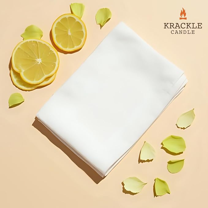Krackle Candle | Raw Cotton | 16 oz Scented Candle with Natural Crackling Wooden Wick | Poured in the USA | Clean Cotton, Green Rose & Bergamot Fragrance