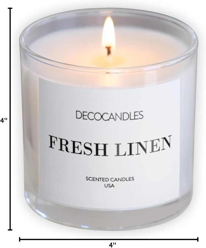 Urban Concepts by DECOCANDLES - Fresh Linen - Highly Scented Soy Candle - Long Lasting Clean Aroma - Hand Poured in USA (6 Oz.)