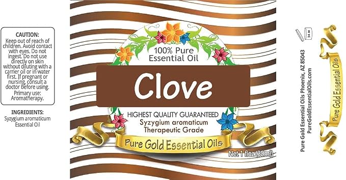 Pure Gold Essential Oils 30 ml Clove Essential Oil (Pure & Undiluted) for Toothache Ease Teeth, Gums, & Skin