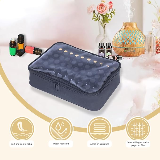 Essential Oils Carrying Case Holds 60 Bottles with Detachable Pad,Black