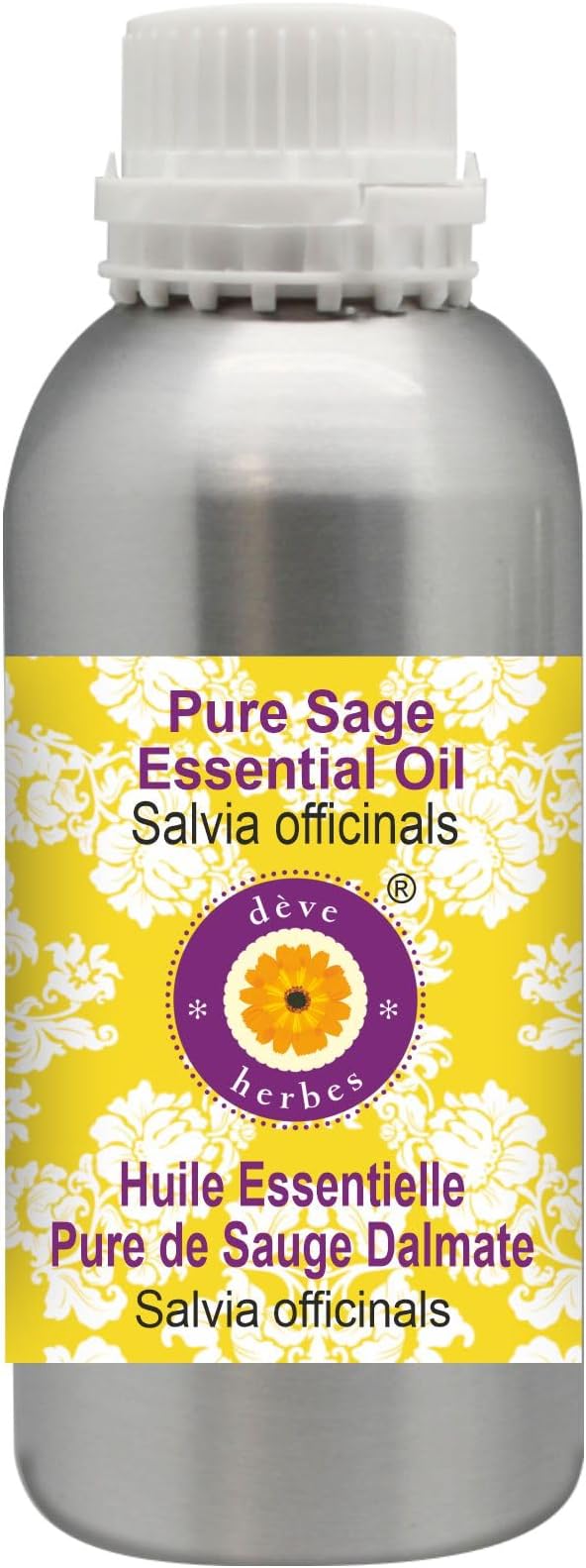 Deve Herbes Pure Sage Essential Oil (Salvia officinalis) Steam Distilled 300ml (10 oz)