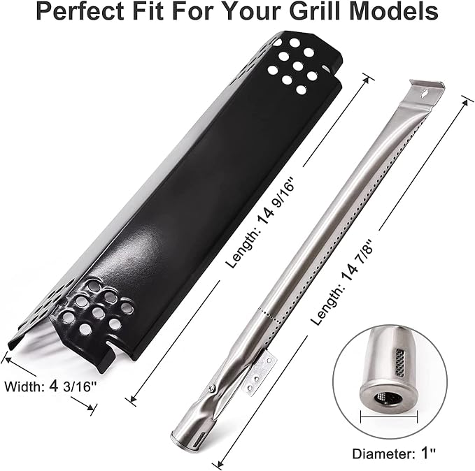 Criditpid Grill Replacement Parts for Nexgrill 720-0925S, 720-0864, 720-0864M Models. Grill Heat Plates, Burner Tubes and Grill Ignitors for BBQ PRO 3 Burner Grill 122.20148511.