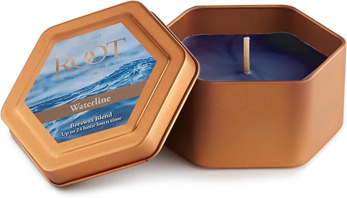 Root Candles Scented Candles in Travel Tin 24-Hour Honeycomb Traveler Handcrafted Beeswax Blend Candle, 4-Ounce, Waterline