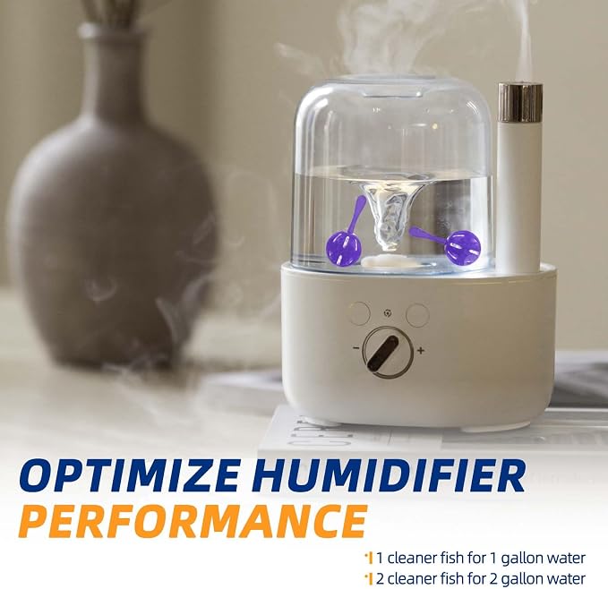 Top-Fill Humidifier Cleaner Ball, Tank Cleaning Cartridge, Purifies Water and Eliminates Mineral Build-up, 12 Pack, Purple