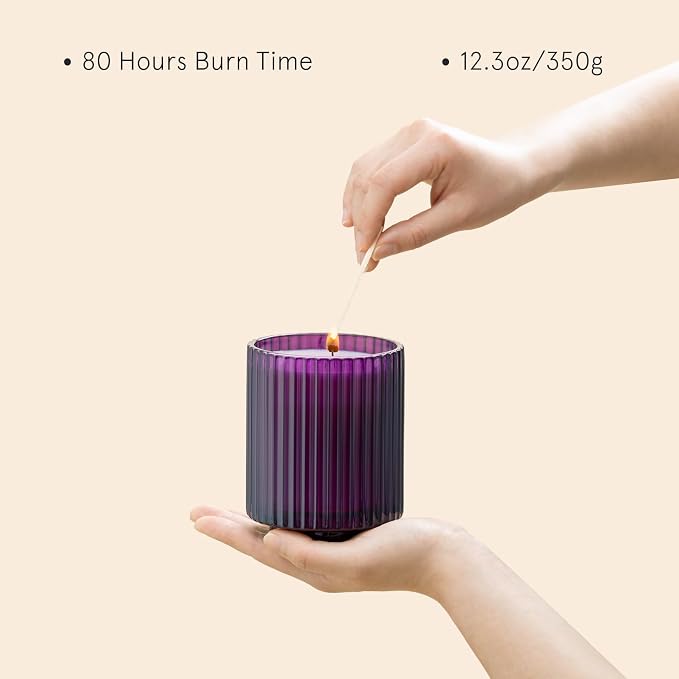 LA JOLIE MUSE Candles for Home Scented, Lavender Lilac Scented Candle, Natural Soy Wax, Luxury Jar Candles for Women, 80 Hours Long Burning, 12.3oz