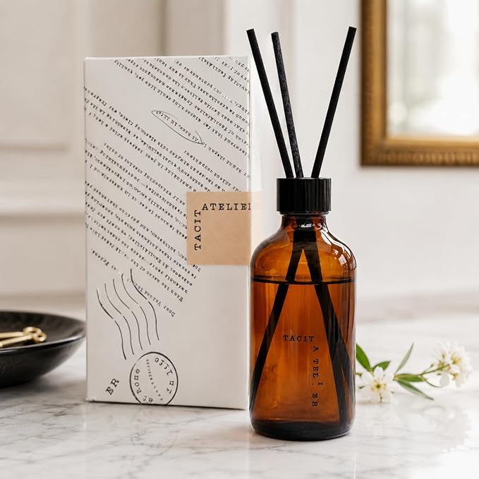 Westin White Tea Reed Diffuser Set, 6.7 fl oz, Hotel Inspired | Amber glass bottle; tea leaf, bergamot & orange blossom; alcohol-free home scent for entryway, living room, bedroom & office