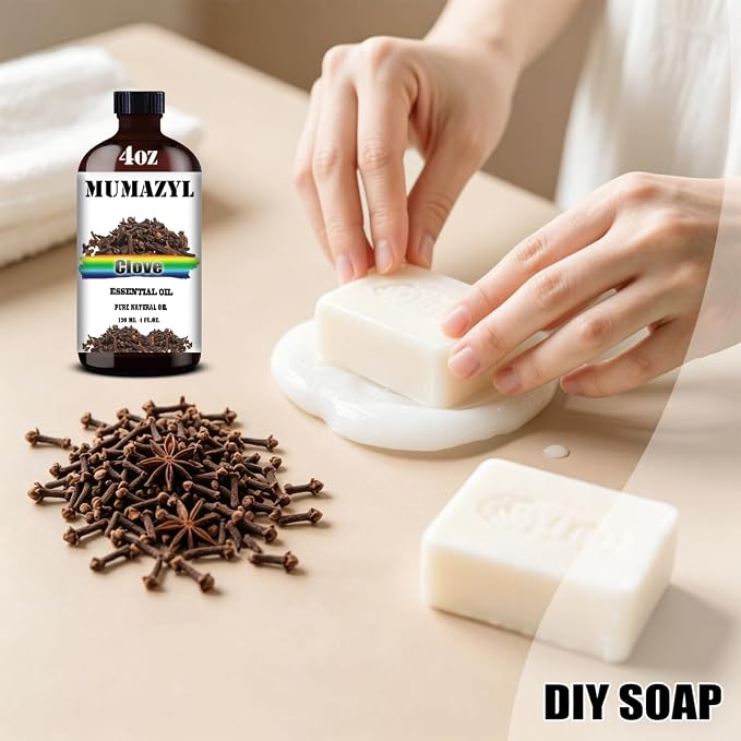 Clove Essential Oil, Clove Oil 4 Fl Oz 120ML for Diffuser Humidifier Yoga Cleaning DIY Candle Soap Making MUMAZYL Essential Oils