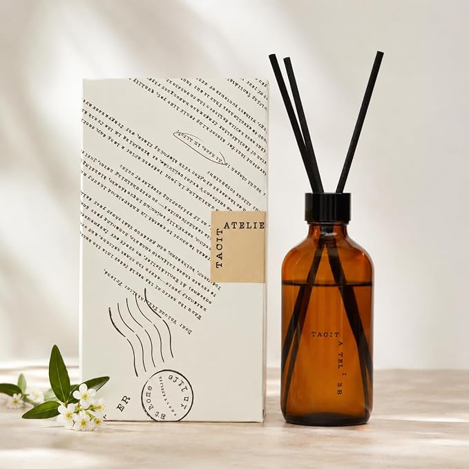 Westin White Tea Reed Diffuser Set, 6.7 fl oz, Hotel Inspired | Amber glass bottle; tea leaf, bergamot & orange blossom; alcohol-free home scent for entryway, living room, bedroom & office