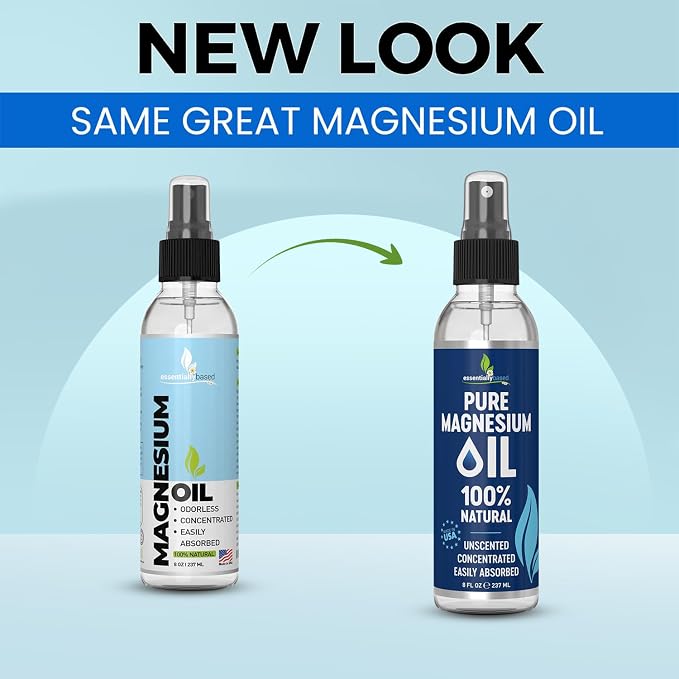 Pure Magnesium Oil Spray 8oz - Topical Magnesium Spray for Sleep & Feet - Extra Strength - USP Grade - 100% Natural and Organic Oil for Muscle Pain & Cramps - Less Sting - Less Itch - Made in USA