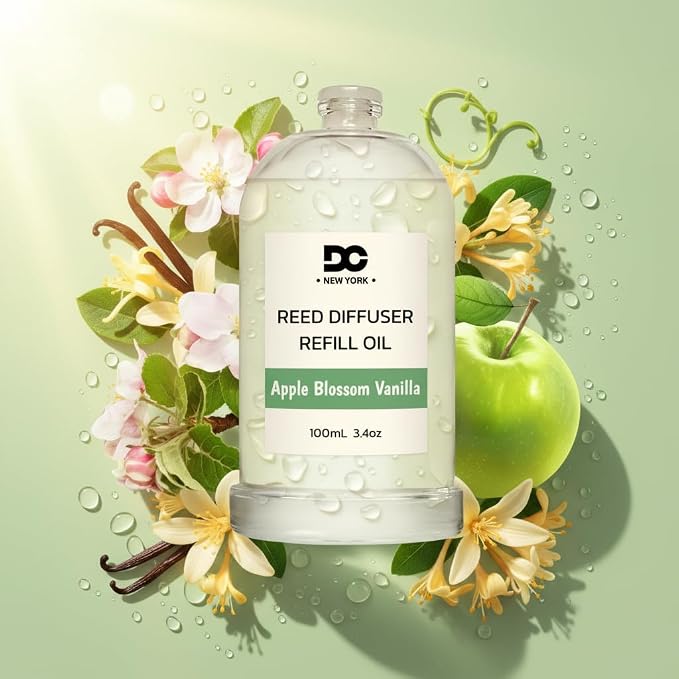 Daniella's Candles Apple Blossom Vanilla Reed Diffuser Refill Oil, 3.4oz/100ml, Premium Fragrance Oil, Home Fragrance, Oil for Reed Diffusers, Long Lasting