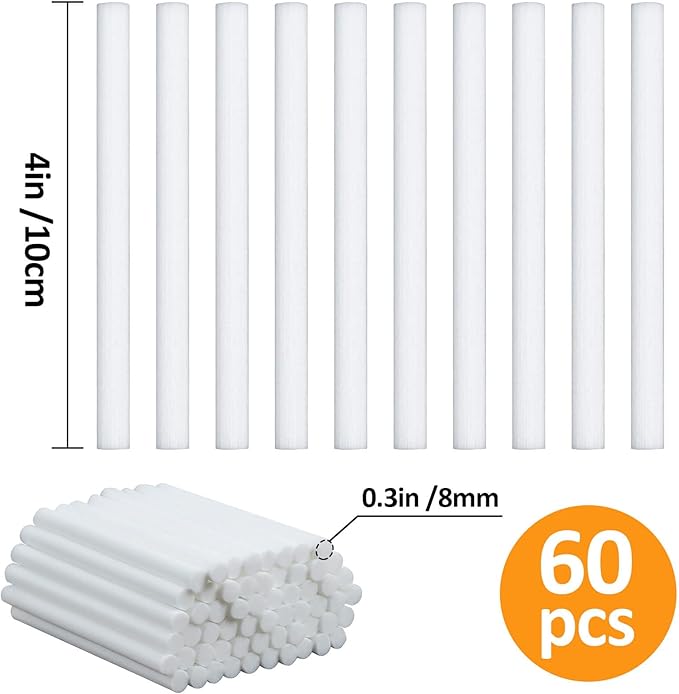 60PCS Humidifier Stick Filter Refill - Mini Air Diffuser Pure Wicks Refill Cotton Filter Sticks Replacement Wicks for Small Portable Humidifier Diffuser in Office Bedroom Home