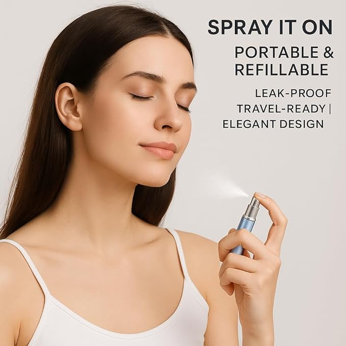 Mini Refillable Perfume Atomizer 5ml – Travel-Size Spray Bottle for Fragrance, Easy Refill, Leak-Proof Design, Compact Scent Dispenser for Purse or Pocket (Variety Pack of 2)