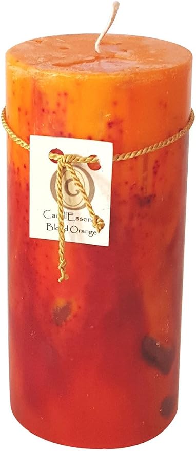 Handmade Scented Candle - Long Burning Pillar - Blood Orange Scent (Medium)