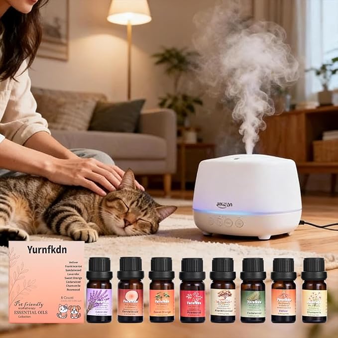 Pet Friendly Aromatherapy Essential Oils Collection,Safe for Dogs and Cats,Natural Relaxation and Stress Relief,Suitable for Aromatherapy Diffuser Bottles,Incense Sticks, and Candles Making (8, small)