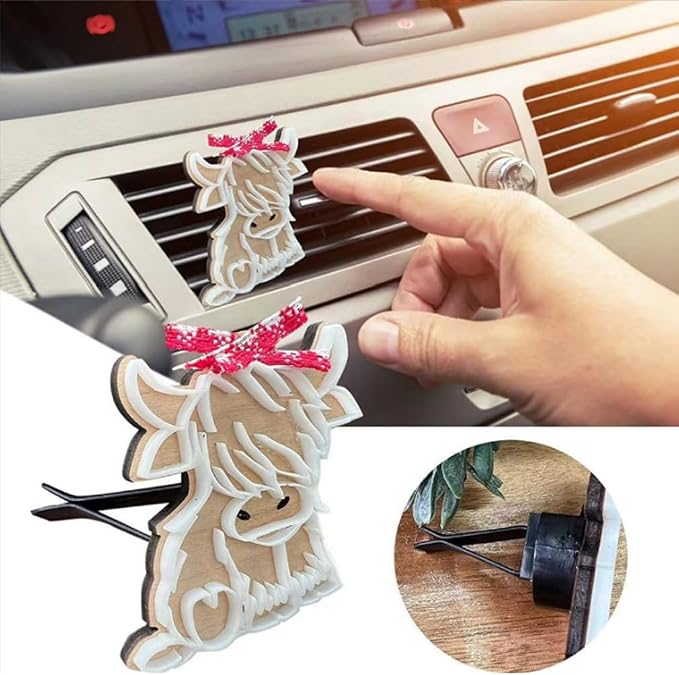 Highland Cow Vent Clip, 2 Pcs Cute Cow Car Air Fresheners Vent Clips, Funny Home Decoration Car Decoration Car Air Freshener
