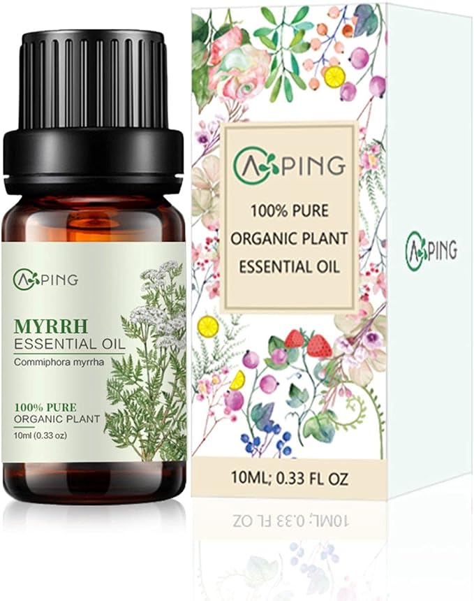 Myrrh Essential Oil - 100% Pure Organic Natural Plant (Commiphora myrrha) Myrrh Oil for Diffuser, Aroma, Spa, Massage, Yoga, Perfume, 0.33oz