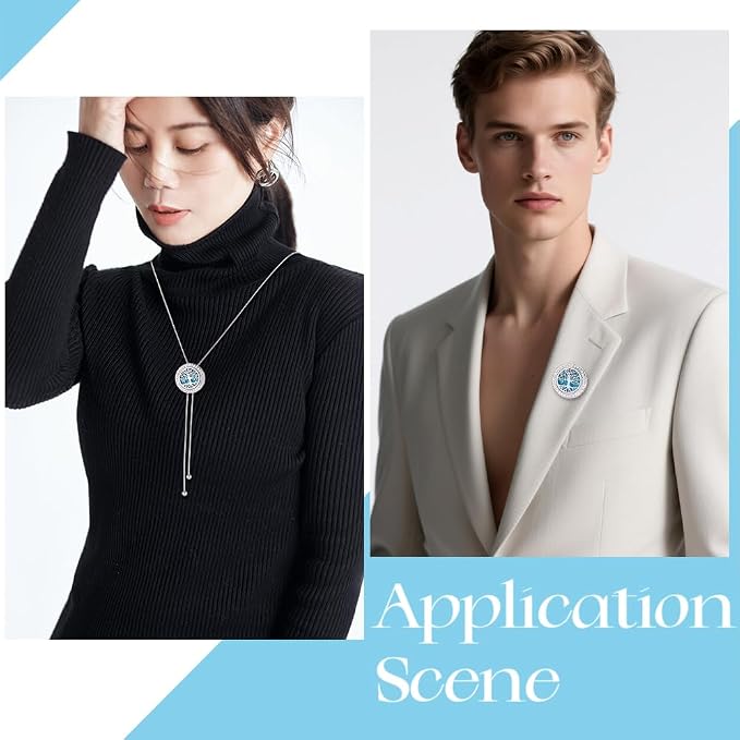 SUNNYCLUE 1Pc Essential Oil Necklace 1Pc Aromatherapy Diffuser Brooch with 10Pcs Refill Pads Set Tree of Life Round Hollow Metal Oil Diffuser Locket Pendants for Women Men Birthday Gifts Yoga Jewelry