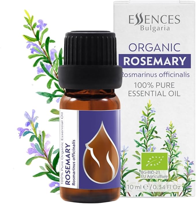 Essences Bulgaria Organic Rosemary Essential Oil 1/3 Fl Oz | 10ml | Rosmarinus officinalis | 100% Pure and Natural | Undiluted | Therapeutic Grade | Family Owned Farm | Steam-Distilled | Non-GMO