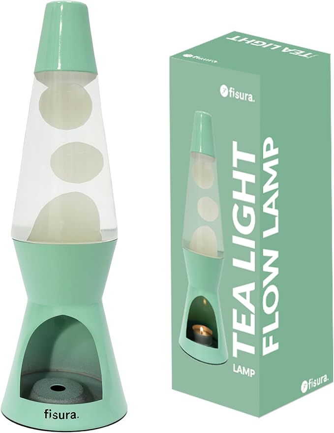 Fisura - Magma Lamp with Candle. Electricity-Free. Colorfull Design. Eco-Friendly Motion Lamp. Original Gift. Measurements: 11.42 inches x 3.35 inches (Candle not Included). (Candle, Mint)