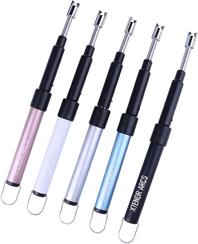 V2 Extendable 2.5 Feet. Arc Extra Long Lighter, Flameless Fireplace Stove Electric Candle Lighter, Long Neck for Pilot Light, Grilling, Firepit, Kitchen, BBQ (Pink)