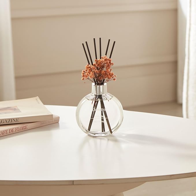Flower Reed Diffuser Set 5.07oz White Musk Scent Diffuser with Sticks Home Fragrance Reed Diffuser for Bathroom Shelf Decor