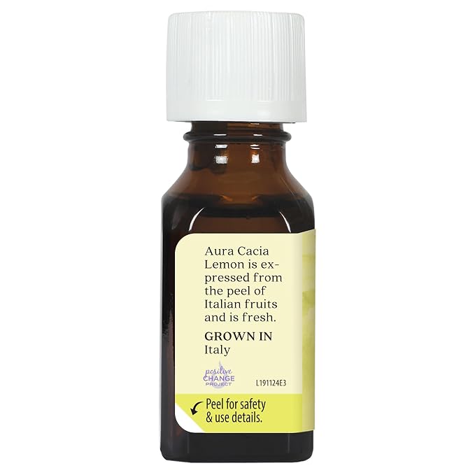 Aura Cacia Lemon Essential Oil, Citrus Limon Oil, Bright Aromatherapy for Diffusers, Room Sprays, Skincare, Custom Blends | 0.5 Fl Oz (Pack of 1)