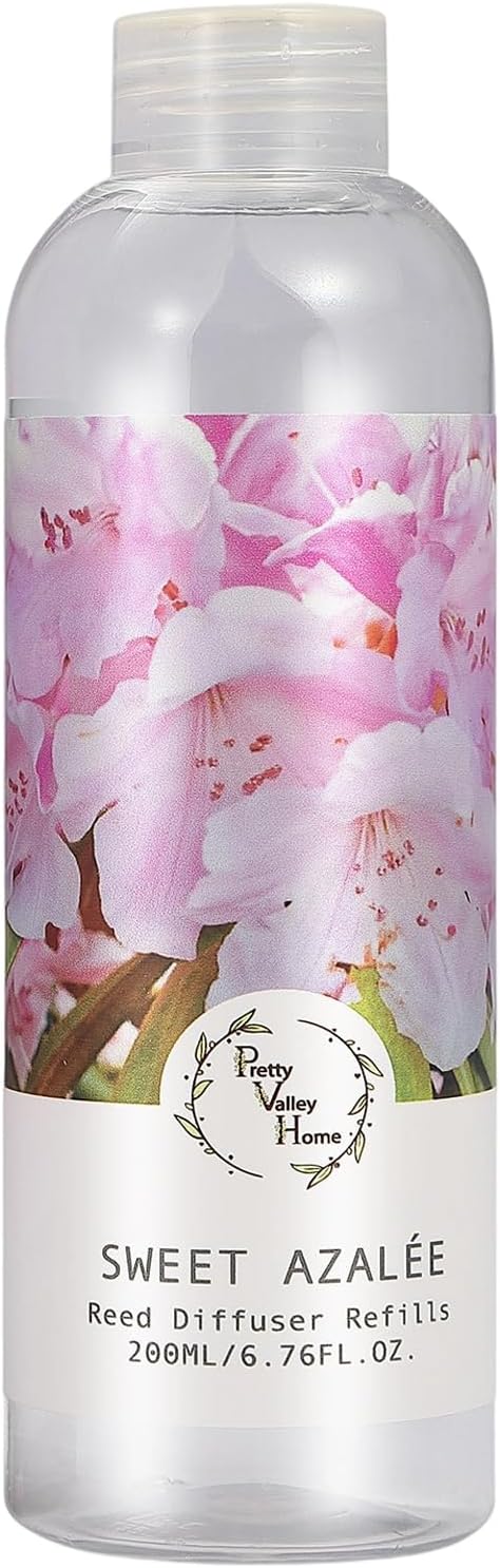 Reed Diffuser Refill, Sweet Azalee Reed Diffuser Oil Natural Scented Essential Oil Refill Home Fragrance for Bathroom, Bedroom, Office Decor 200ml (6.76oz)