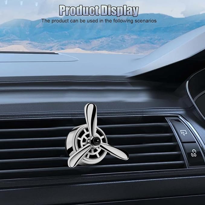 Car Air Condition Outlet Clip, Stylish Propeller Dashboard Air Vent Trim Clips, Air-Driven Diffuser, Creative Automotive Interior Decoration Accessories for Women Men (Silver, 1PC)