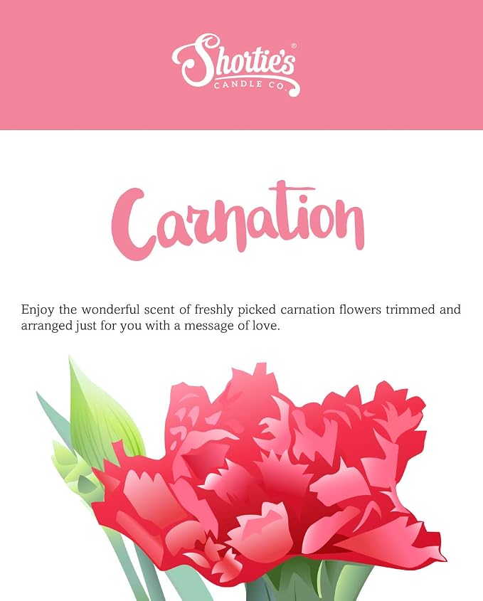 Shortie's Candle Company Pure Carnation Premium Wax Melts - 3 Oz., Strong & Long Lasting, Non-Toxic - Made with Essential & Natural Oils - Formula 117