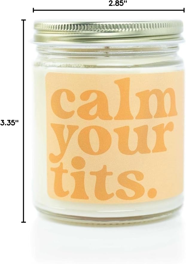 Austy Lou ‘Calm Your Tits’ Soy Candle – 9oz – Orange Mango Chili Scent – Bold & Tropical, Vegan, Paraben-Free, Hand-Poured in USA