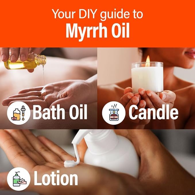 H'ana Myrrh Oil - 1.02 Fl Oz Myrrh Essential Oil for Hair, Skin, Diffuser, Aromatherapy & DIY