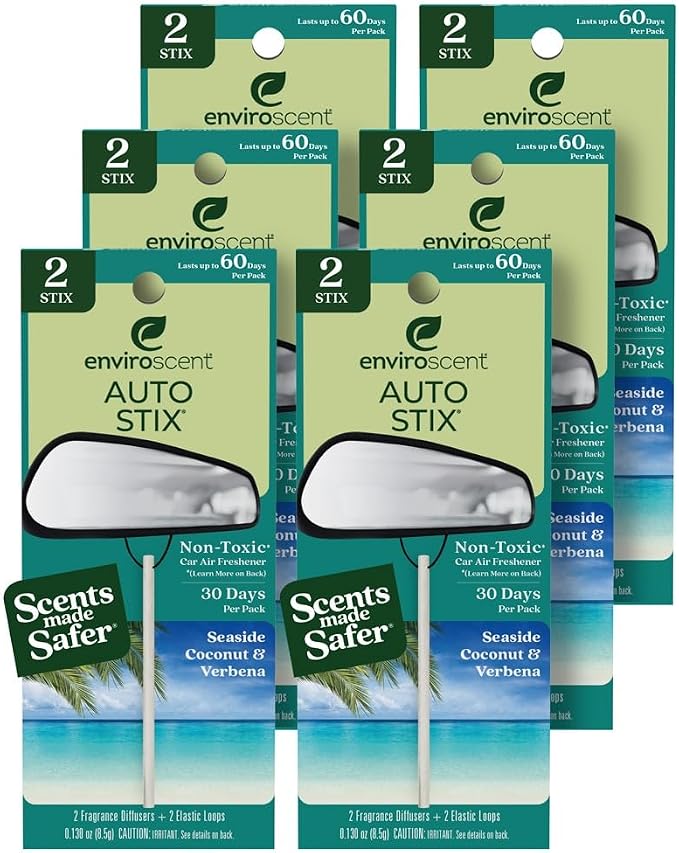 Enviroscent Auto Stix 6ct - Seaside Coconut & Verbena 2pc