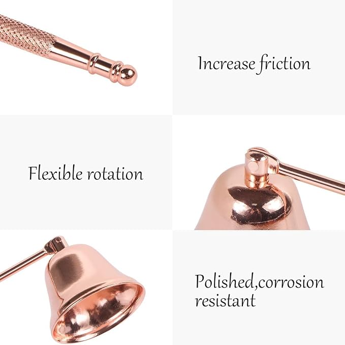 Candle Snuffer,Rose Gold Metal Candlesnuffers Wick Snuffer Candle Accessory with Long Handle for Putting Out Extinguish Candle Wicks Flame Safely