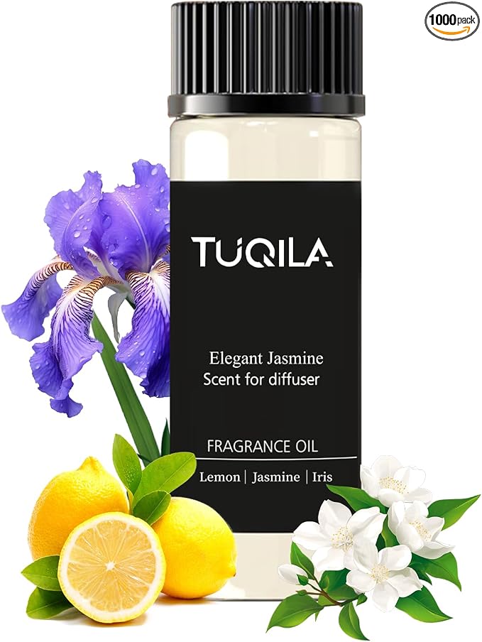 20ML Elegant Jasmine Diffuser Oil, Premium Hotel Scent Aroma Essential Oils with Lemon, Orange Blossom & Musk, Fragrance Oil for Waterless Cold Air Diffuser, Home, Office