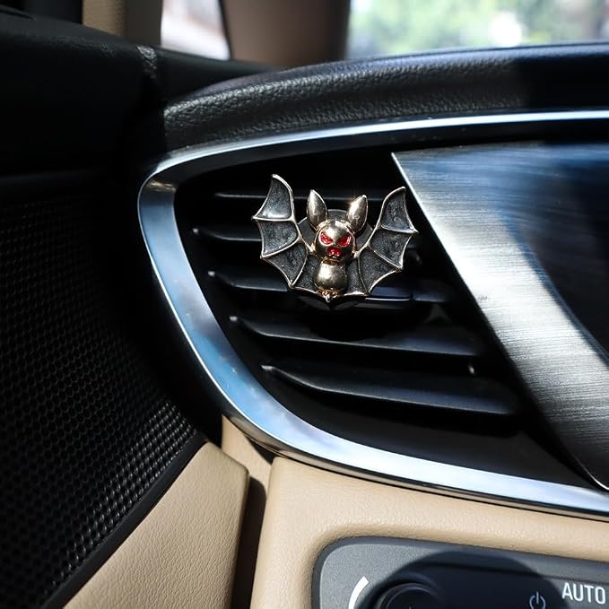 ORIESSE Bat Air Vent Clip Car Air Freshener 2pcs Black Vampire Bat Car Air Fresheners Vent Clips Gothic Vent Clip Car Accessories Gift for Girlfriends Boyfriend Refillable Car Diffuser