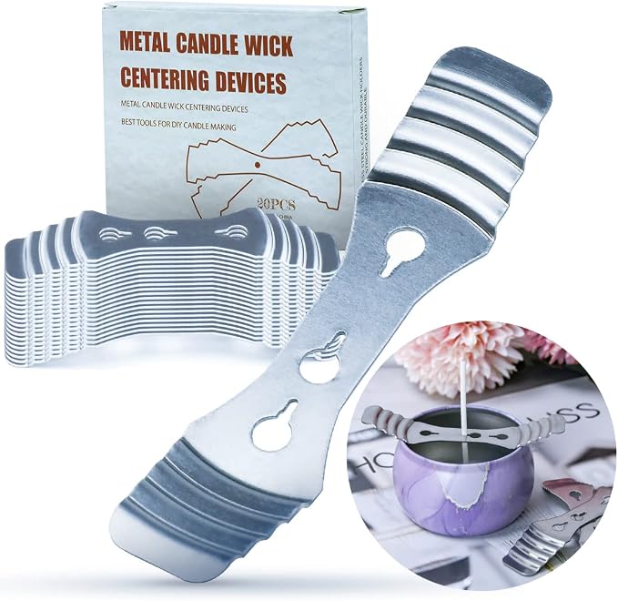 20pcs Metal Candle Wick Holder, Candle Wicks Centering Tools, Wick Setter, 3 Holes Stainless Steel Device for DIY Candle Making Supplies.