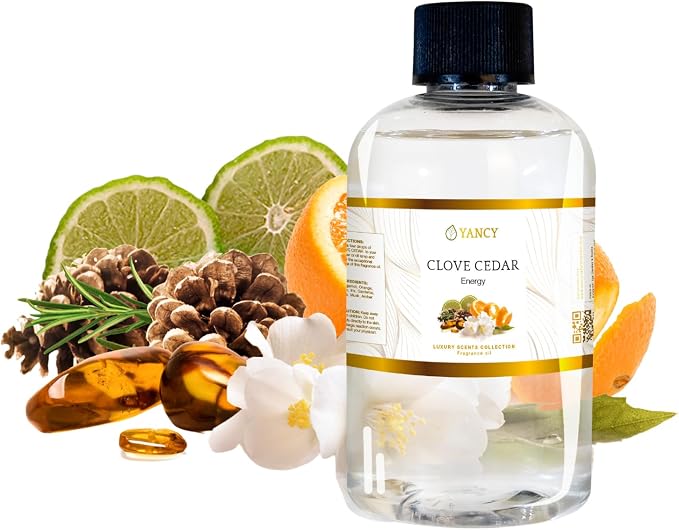 YANCY Clove Cedar Luxury Collection Fragrance Oil (4 oz), Earthy Clove and Cedarwood Aroma, Versatile Scent for Diffusers, Oil Burners & Aroma Lamps, Grounding Fragrance for Cozy Vibes