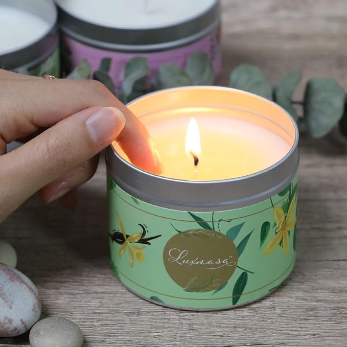 Massage Oil Candle Scented Low Temp for Body Relaxation, Pure Natural Soy Wax Aroma Candle for Home Decoration,Amazing Gift for Family- Vanilla Scent 6.35 OZ