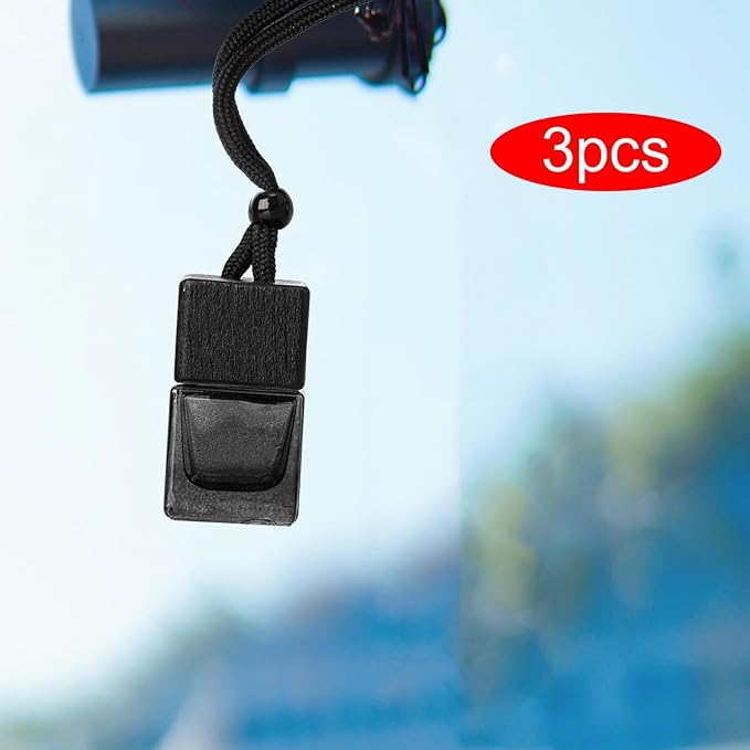 3 Pcs Hanging Car Air Freshener Empty Car Diffuser Bottles, Car Diffusers for Essential Oils, Car Air Freshener Ornament for Auto Interior Home Office Decoration, Black