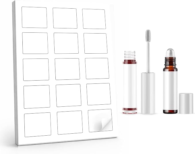Dashleigh Perfume Bottle Labels Waterproof, 75 Blank Printable Vinyl Stickers 2.2x1.7 Inch for 10ml Roller Bottles - Oil Proof Label Sheets for Inkjet, Essential Oil, Roll-On Perfume, Aromatherapy