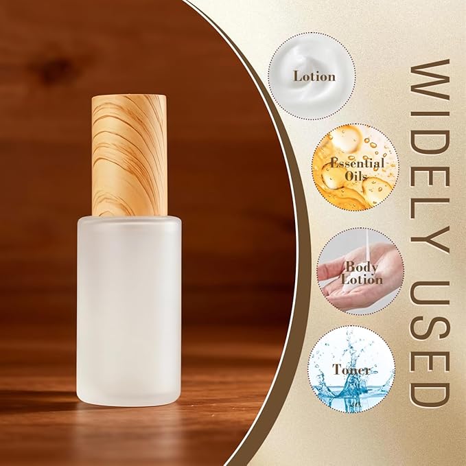 3Pcs 60ml 2oz Matte Glass Pump Bottles Travel Pump Bottle Lotion Bottle Travel Container Soap Dispenser Toiletries Bottle Containers with Plastic Lid for Shampoo Cream Liquid Essential Oils